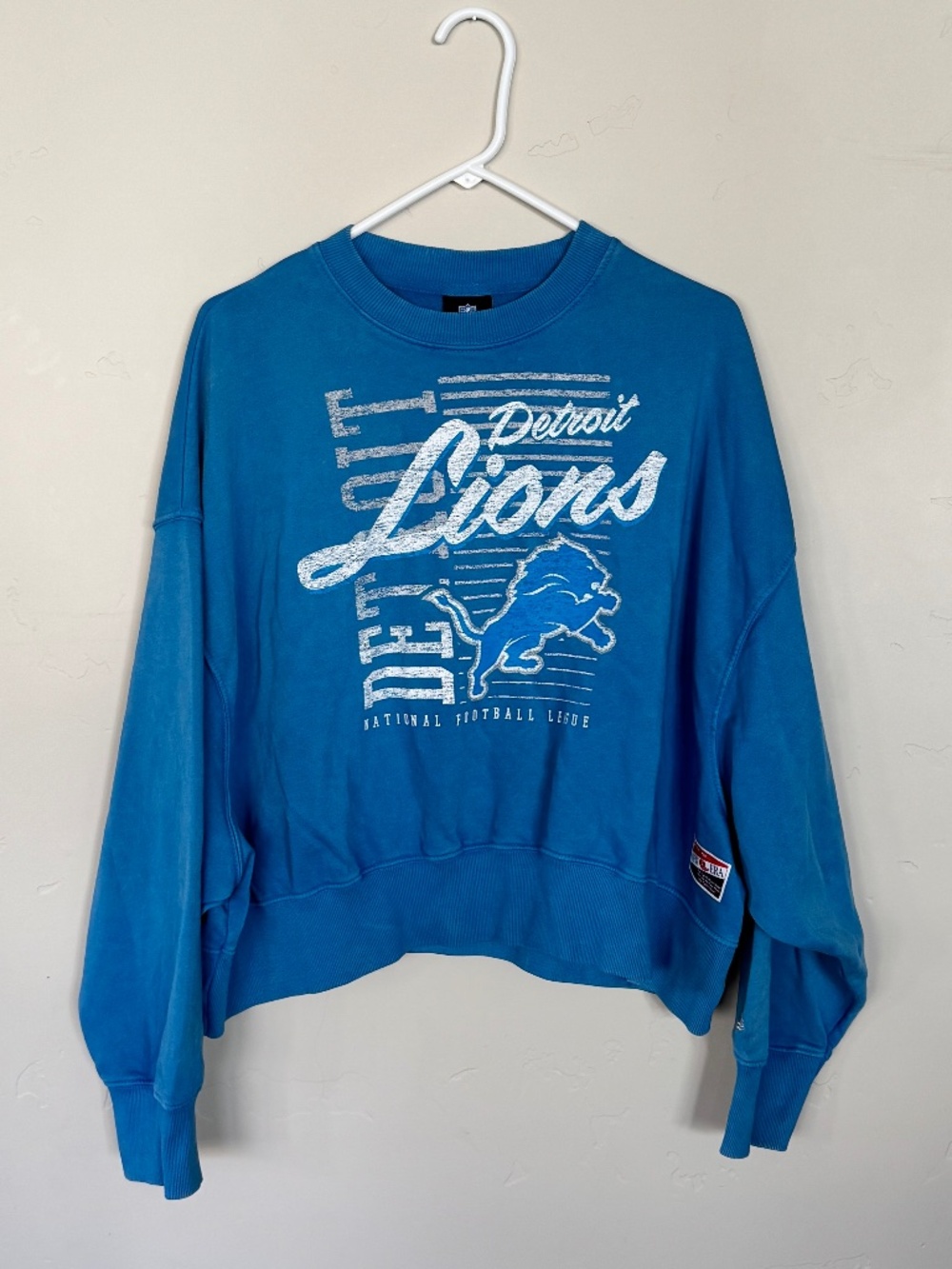 NWT New Era Detroit Lions Throwback Oversized Boxy Sweatshirt M